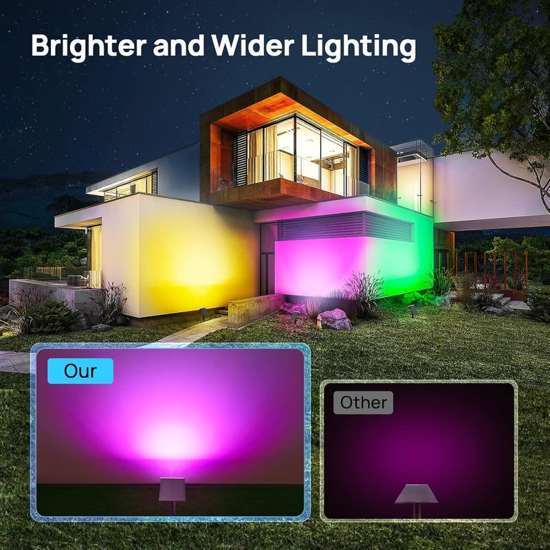 Consciot Solar Spot Lights Outdoor, Adjustable 170° Solar Outdoor Light, 7 Multicolored Garden Light Waterproof IP65, Landscape Lighting for Yard Pool Garden Tree, 4 Pack - Image 4
